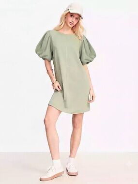 Ellison Sage Green Puff Sleeve Mini Dress Sz L